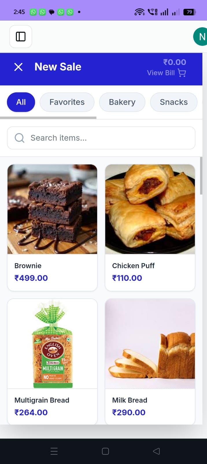 BillEase Mobile POS Interface